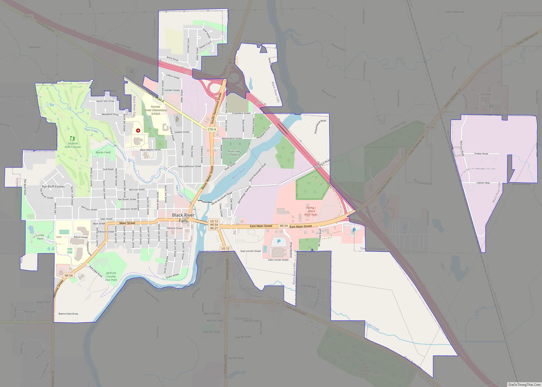 Map of Black River Falls city