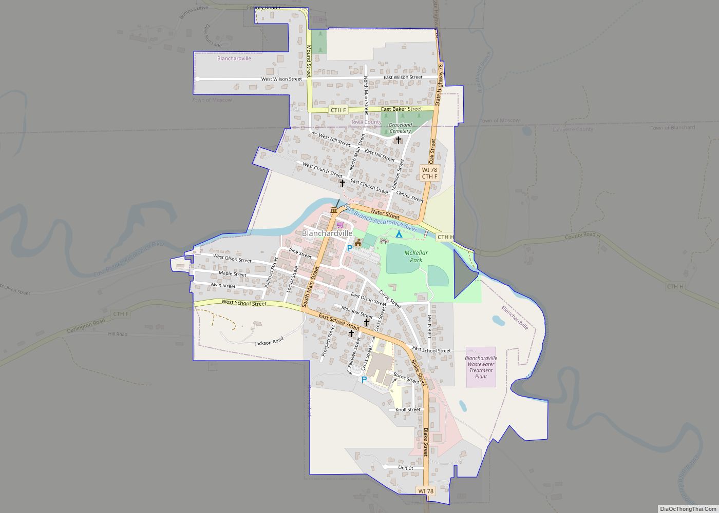 Map of Blanchardville village