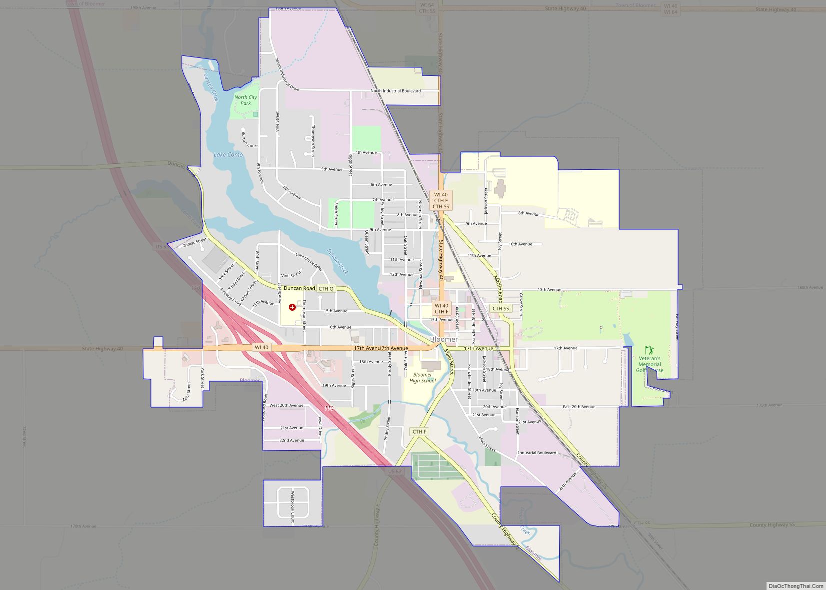 Map of Bloomer city