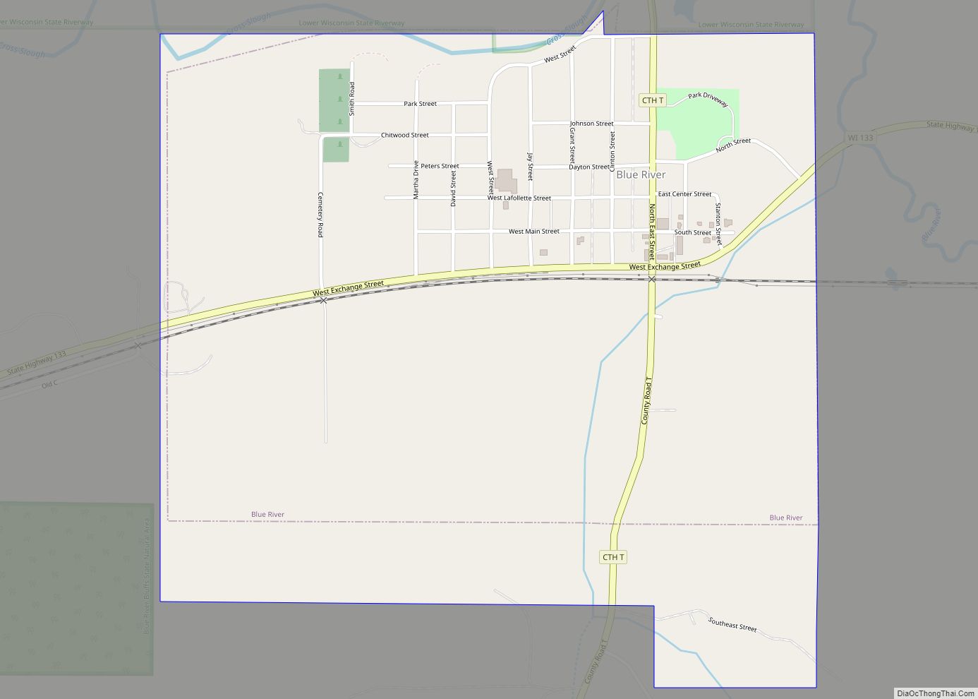 Map of Blue River village, Wisconsin