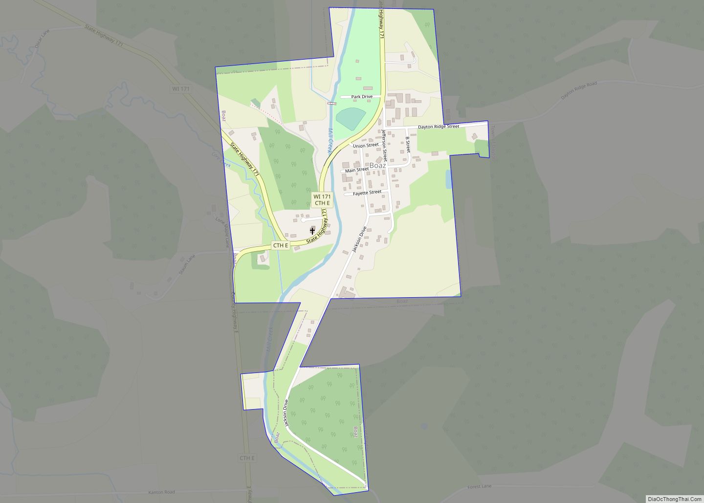Map of Boaz village, Wisconsin