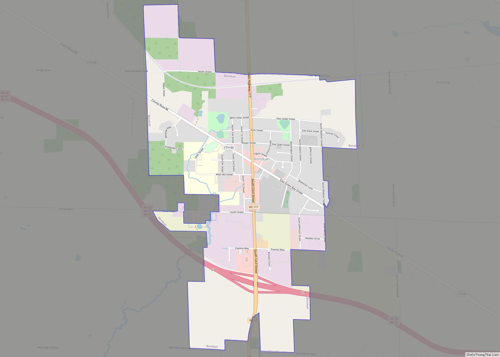 Map of Bonduel village
