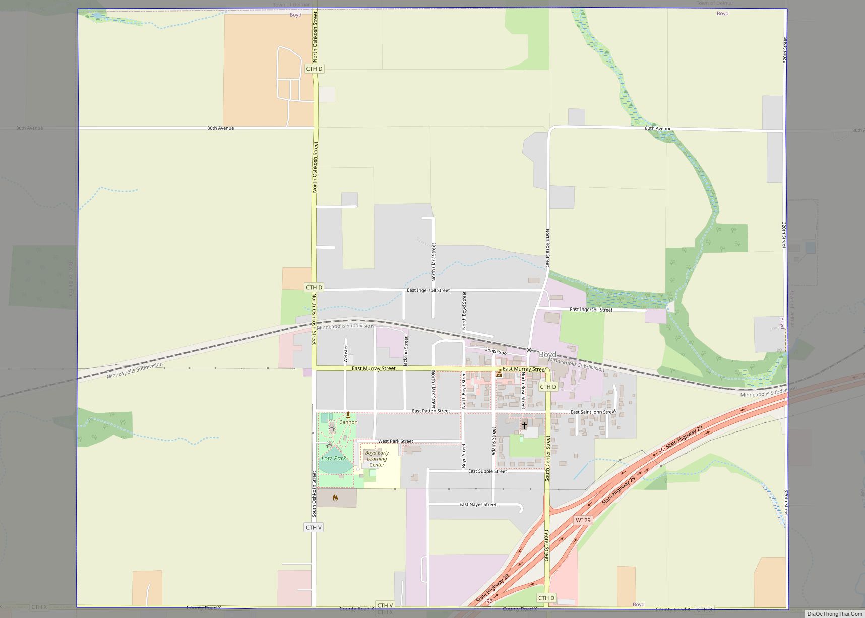 Map of Boyd village, Wisconsin