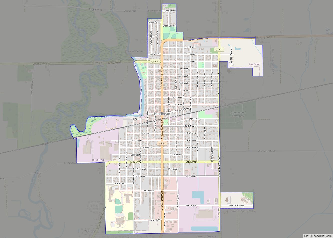 Map of Brodhead city, Wisconsin