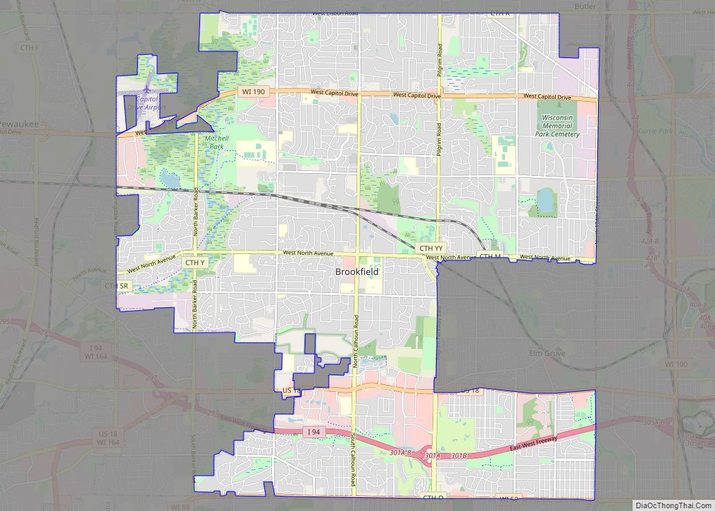 Map of Brookfield city, Wisconsin