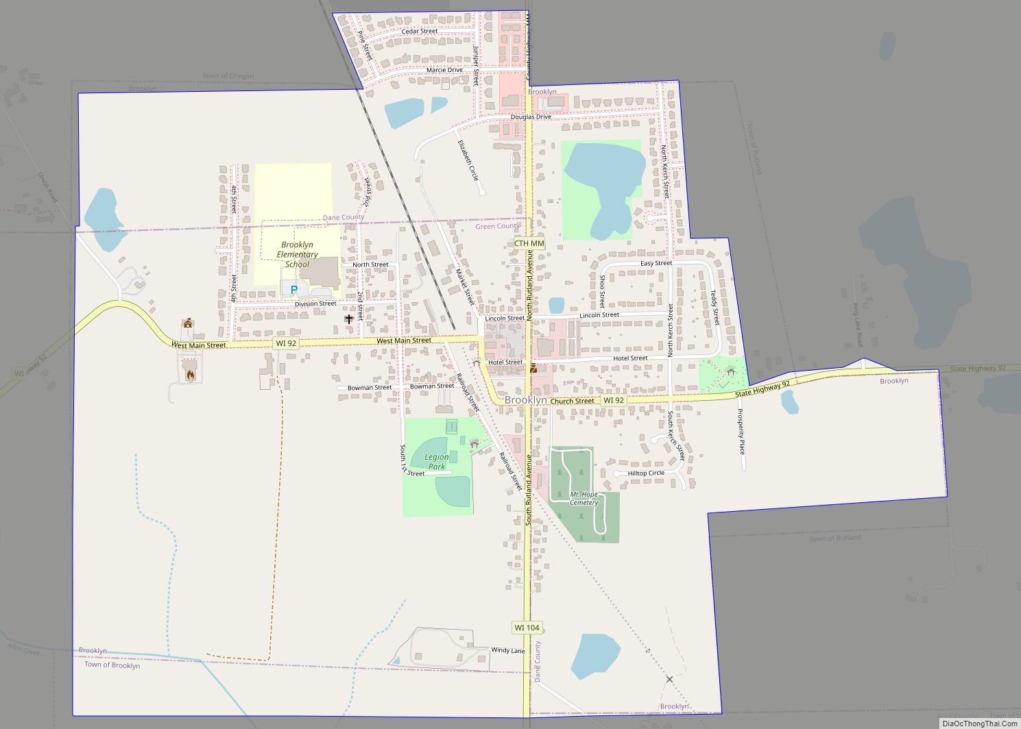 Map of Brooklyn village, Wisconsin