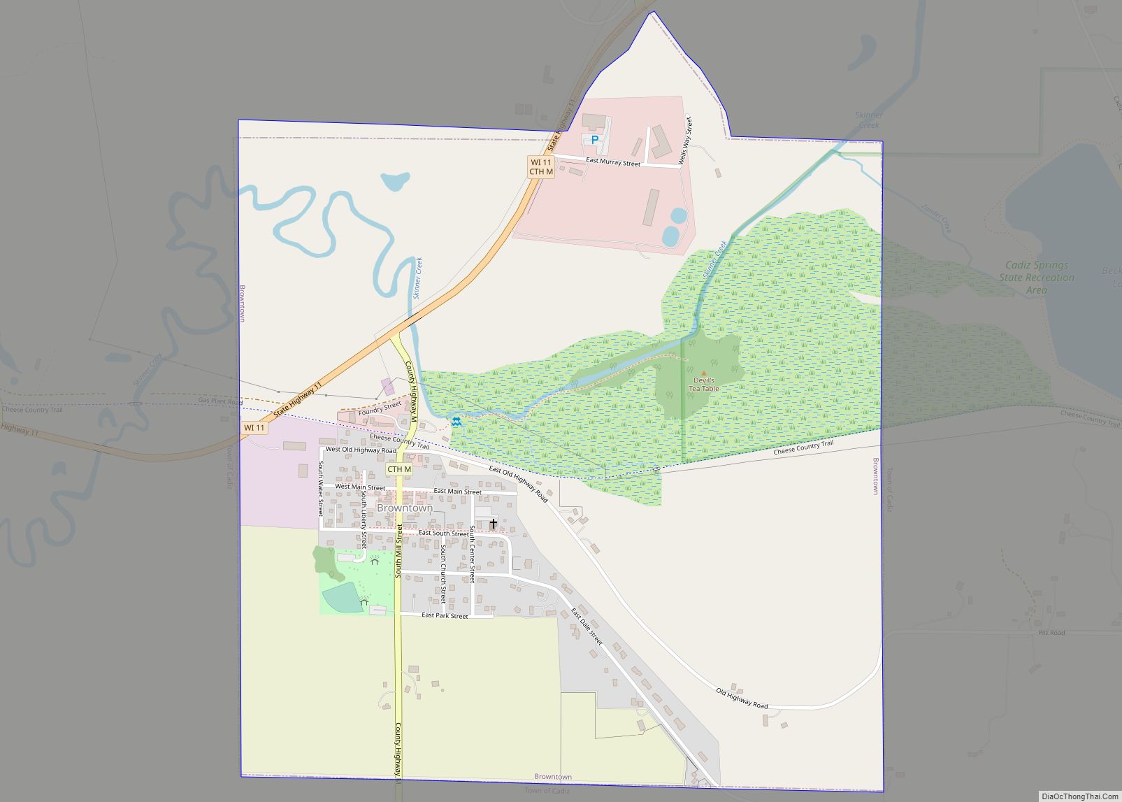 Map of Browntown village, Wisconsin