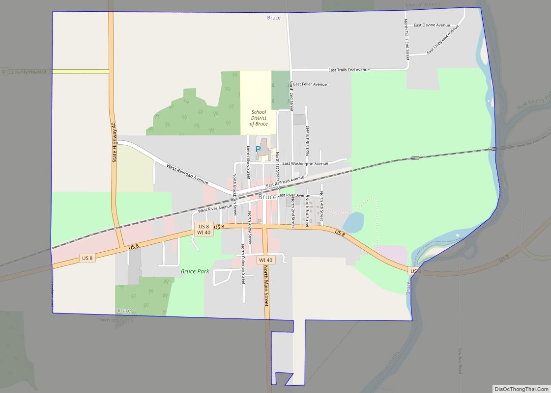 Map of Bruce village, Wisconsin