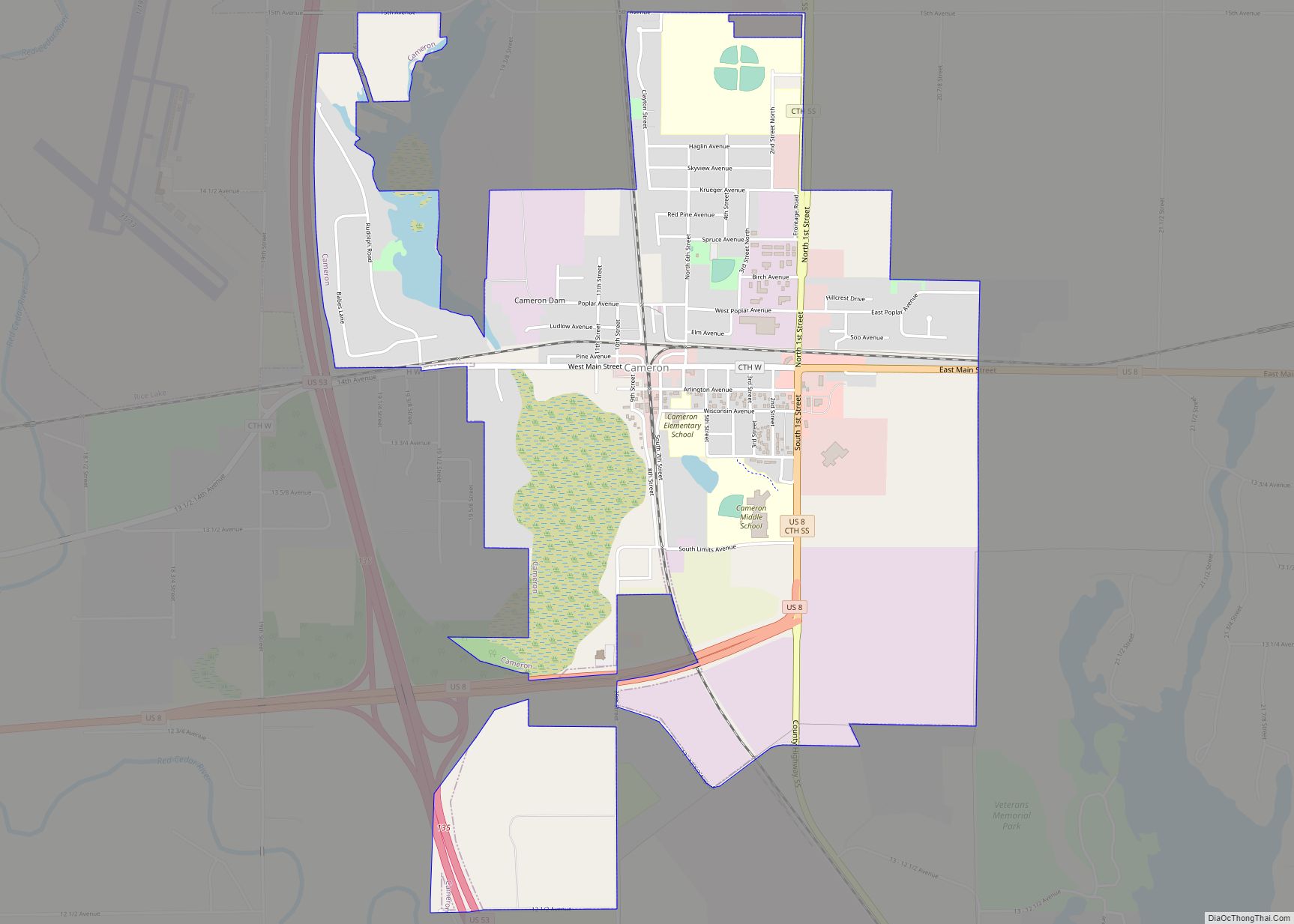 Map of Cameron village, Wisconsin