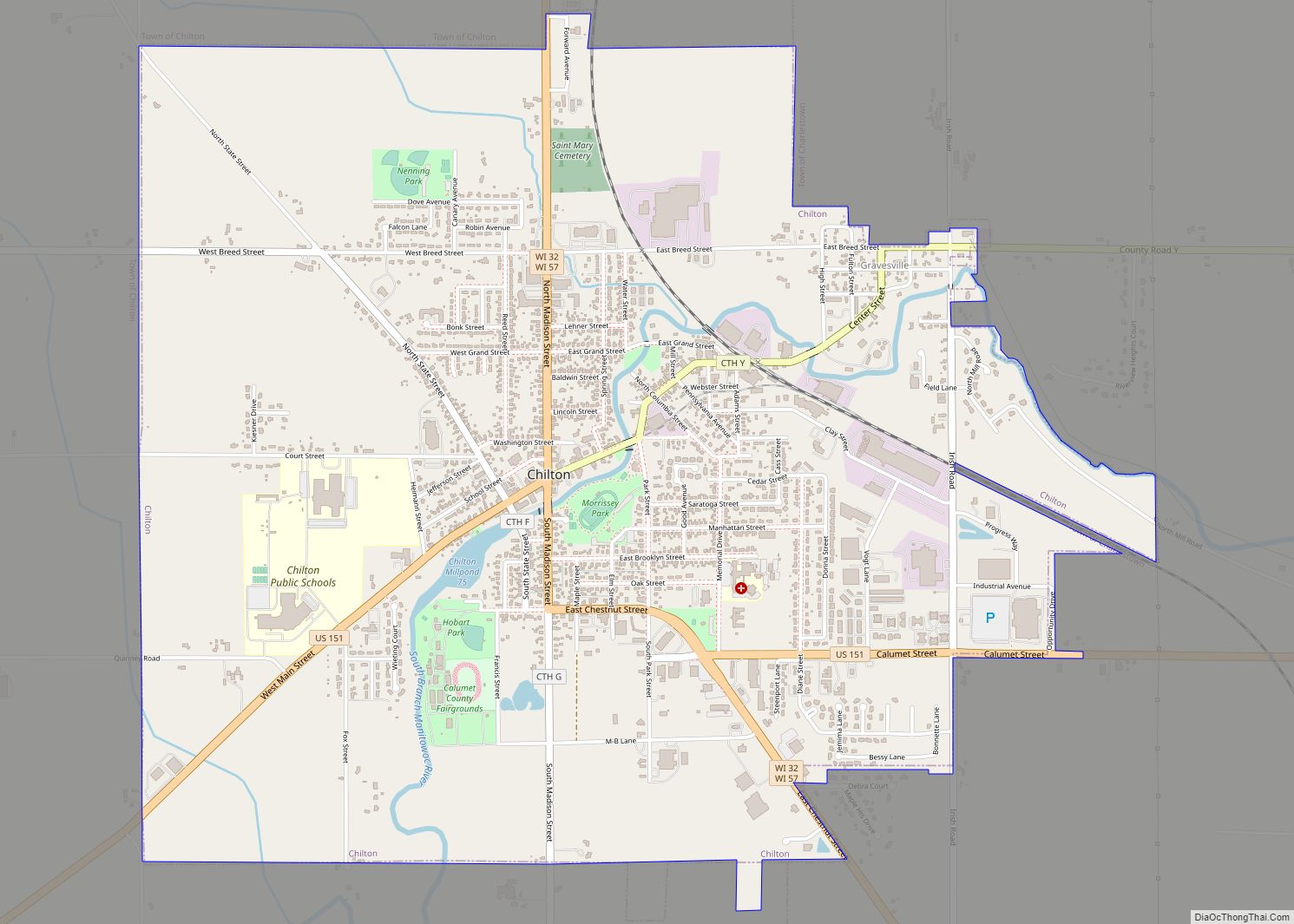 Map of Chilton city, Wisconsin