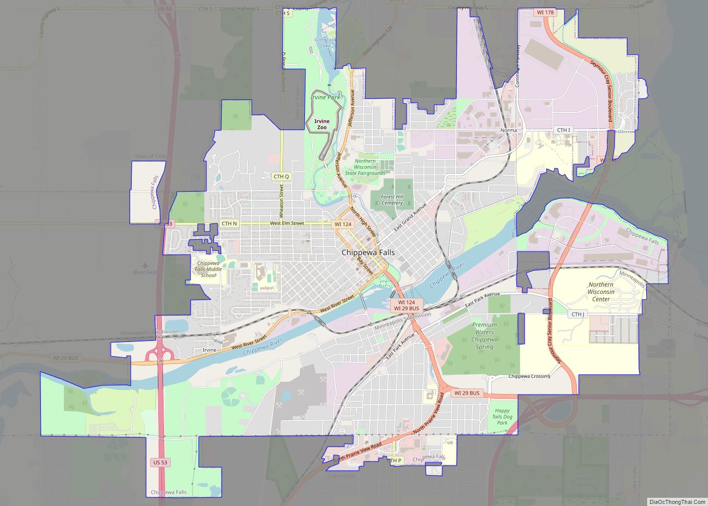 Map of Chippewa Falls city