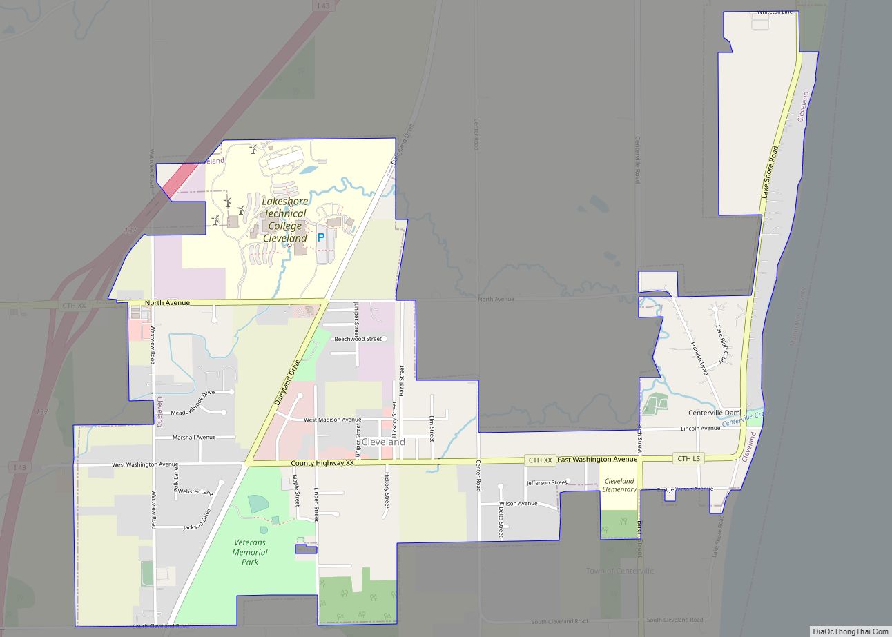 Map of Cleveland village, Wisconsin