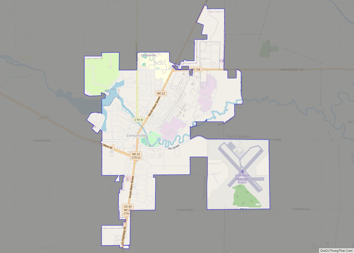Map of Clintonville city, Wisconsin