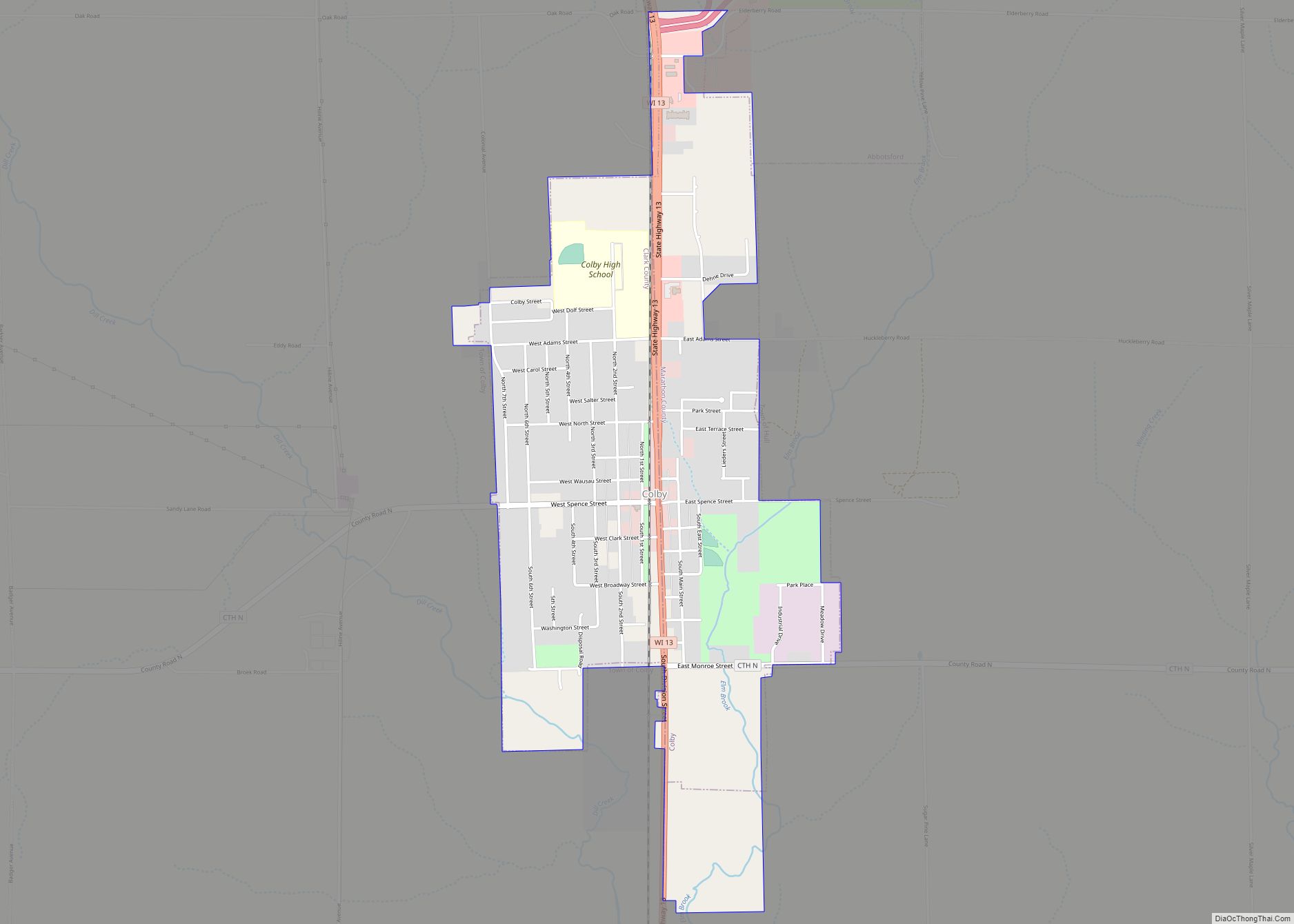 Map of Colby city, Wisconsin