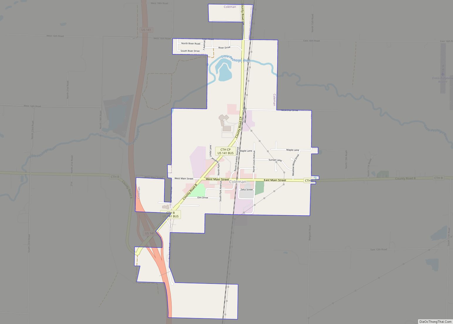 Map of Coleman village, Wisconsin