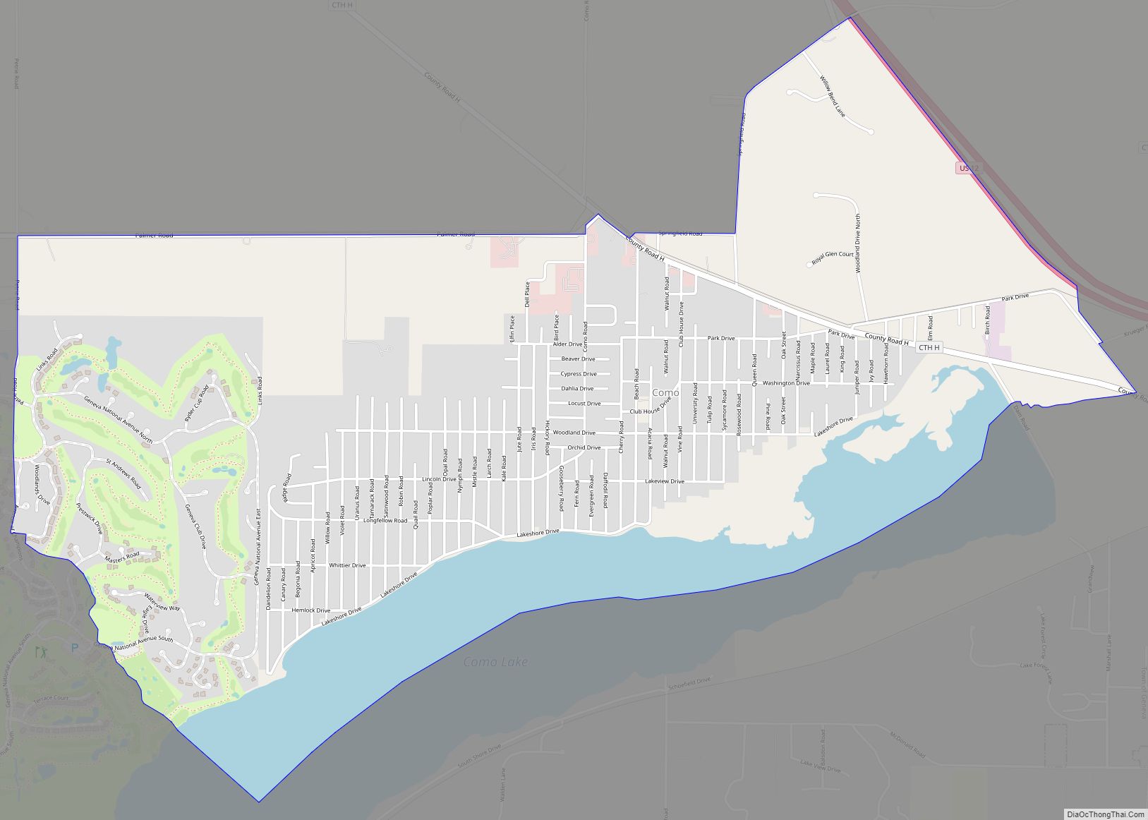 Map of Como CDP, Wisconsin