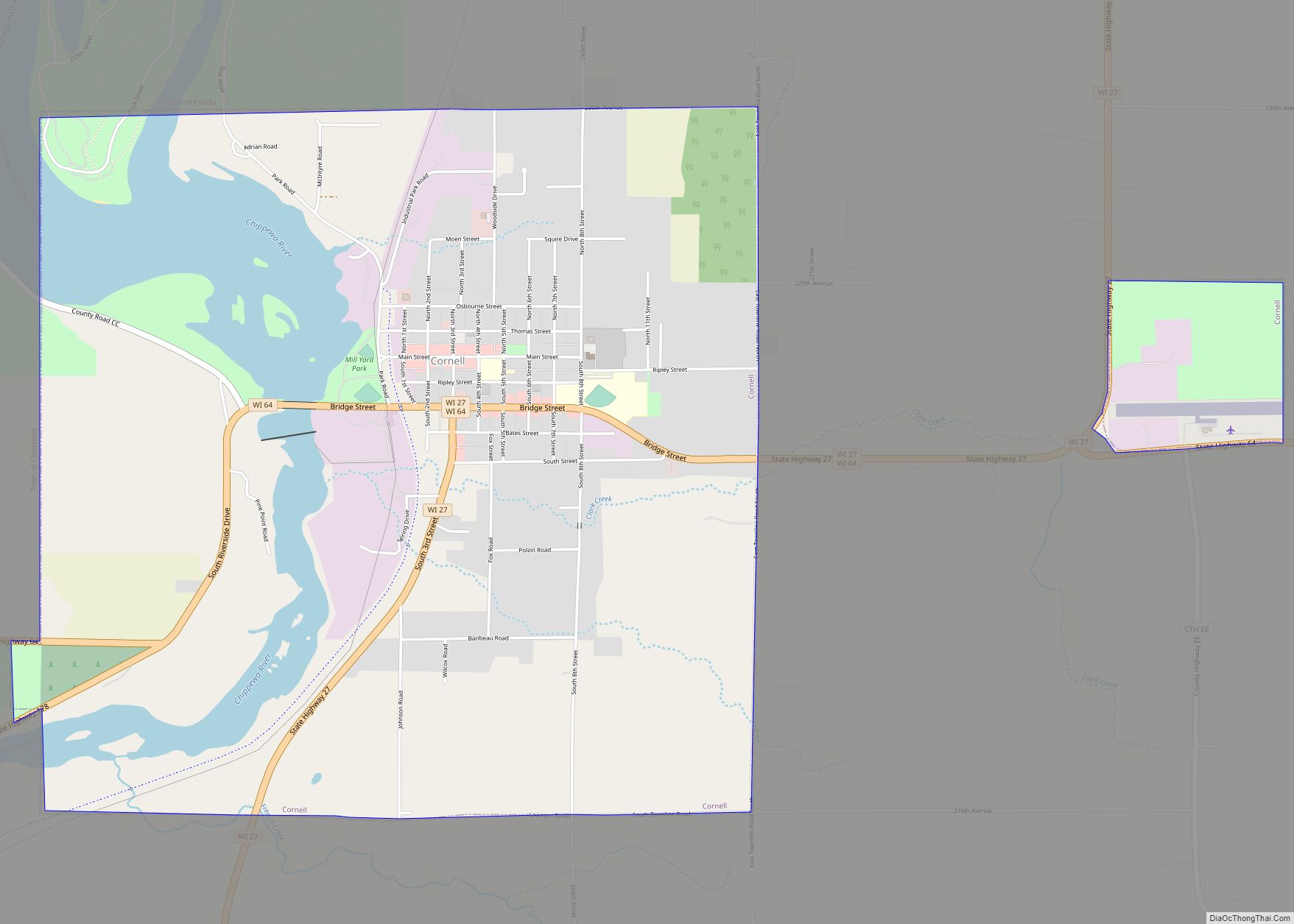 Map of Cornell city, Wisconsin