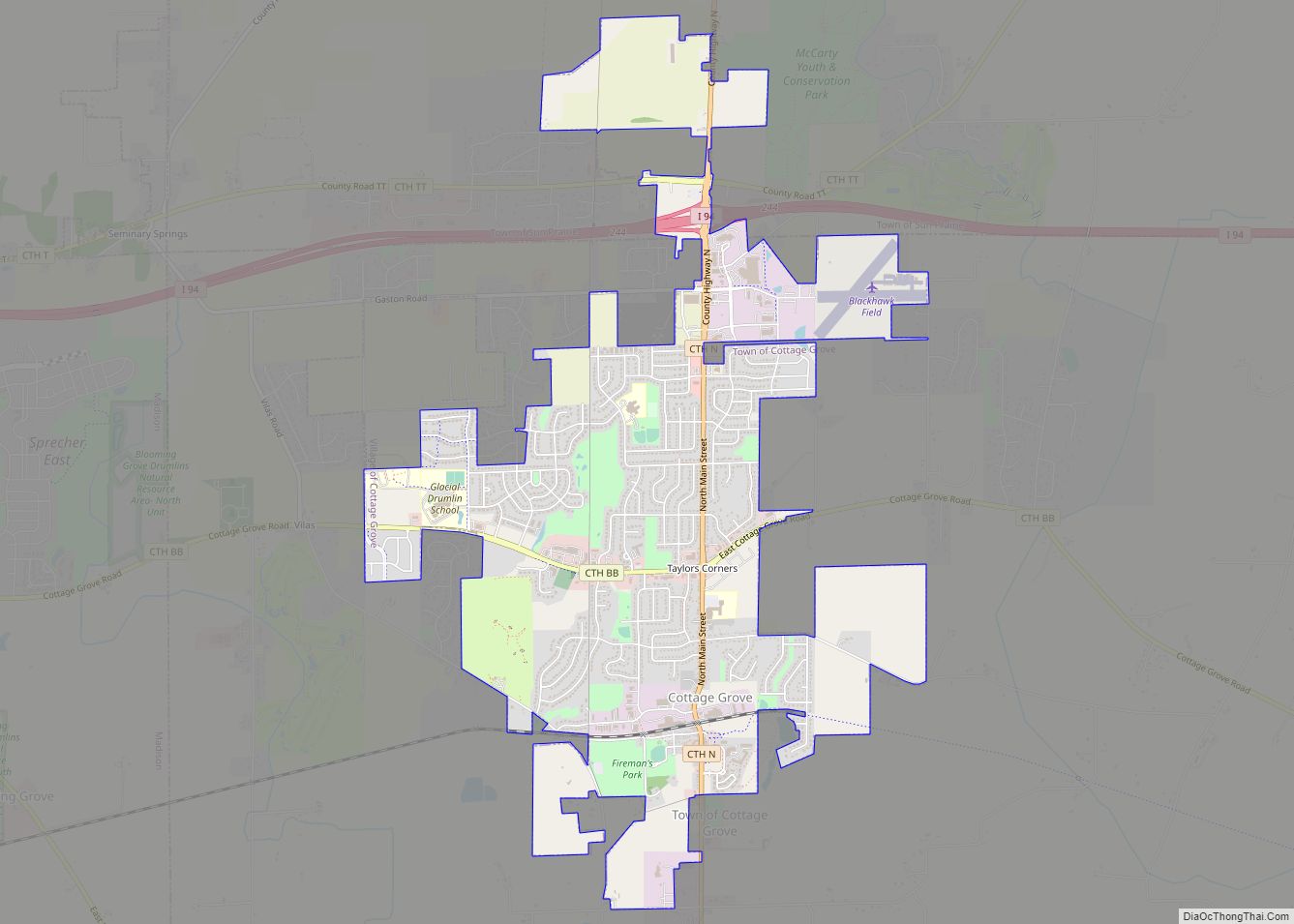 Map of Cottage Grove village, Wisconsin