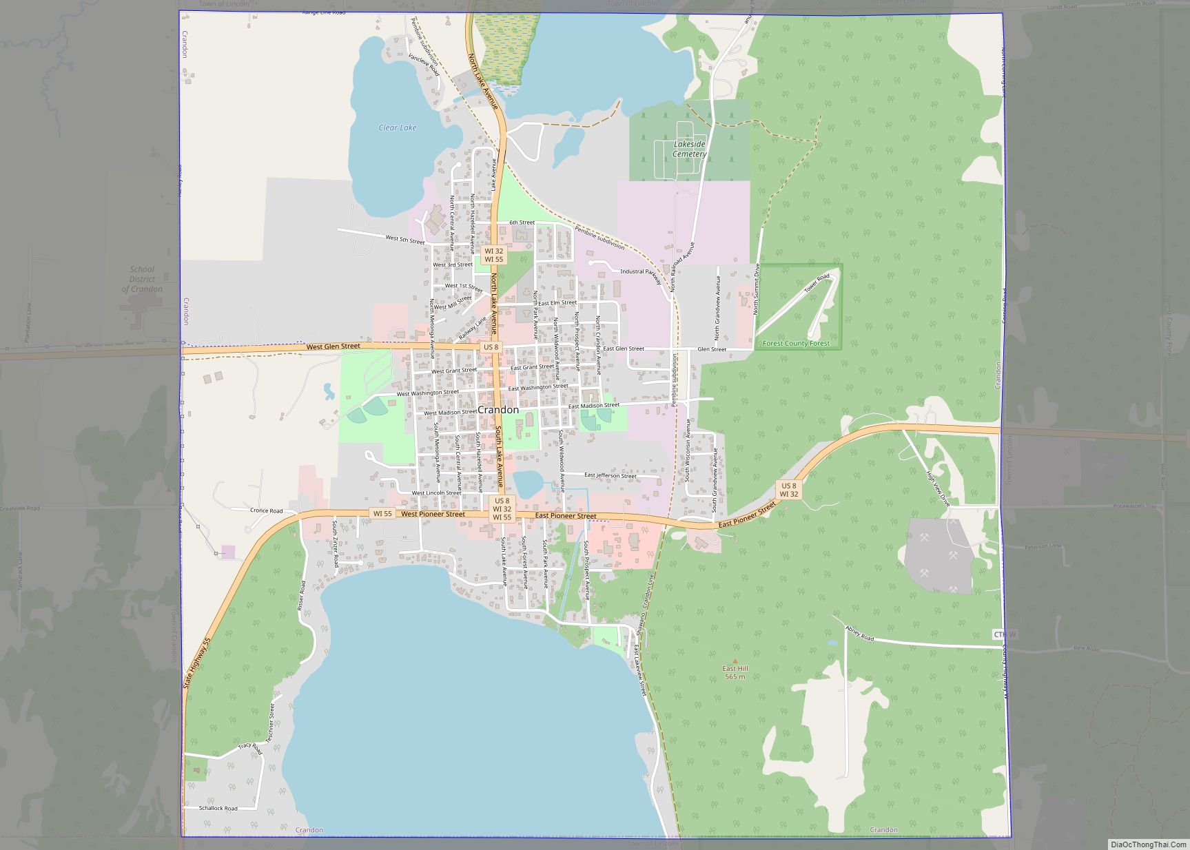 Map of Crandon city