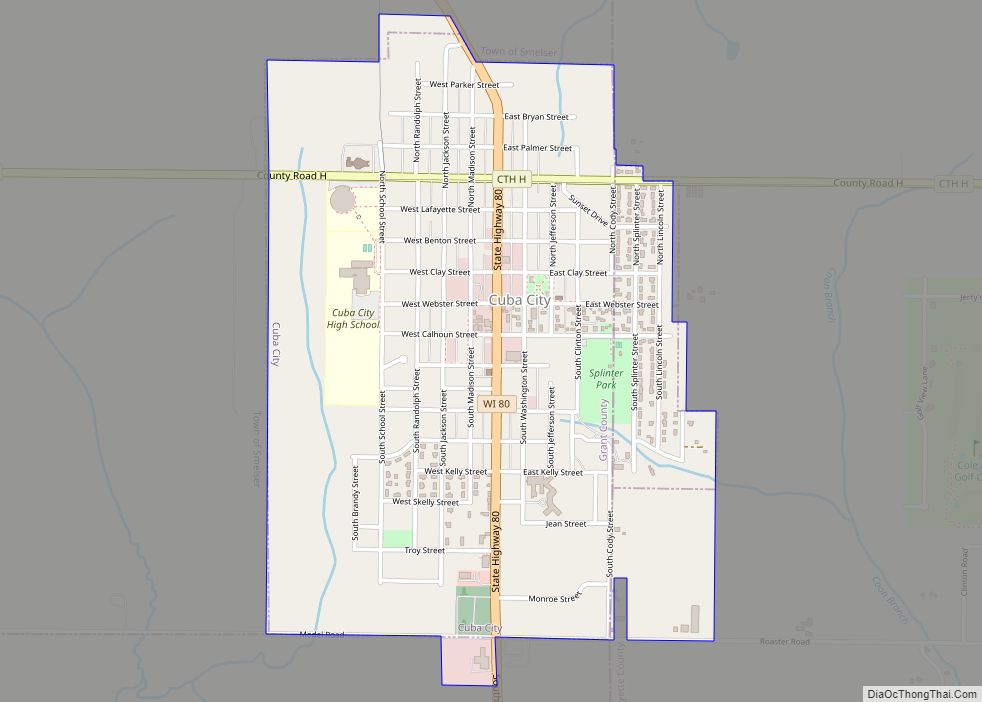 Map of Cuba City city