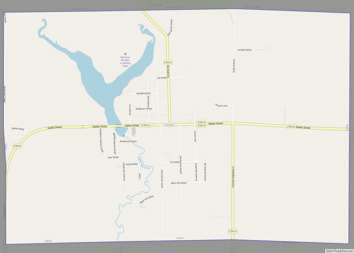 Map of Dallas village, Wisconsin