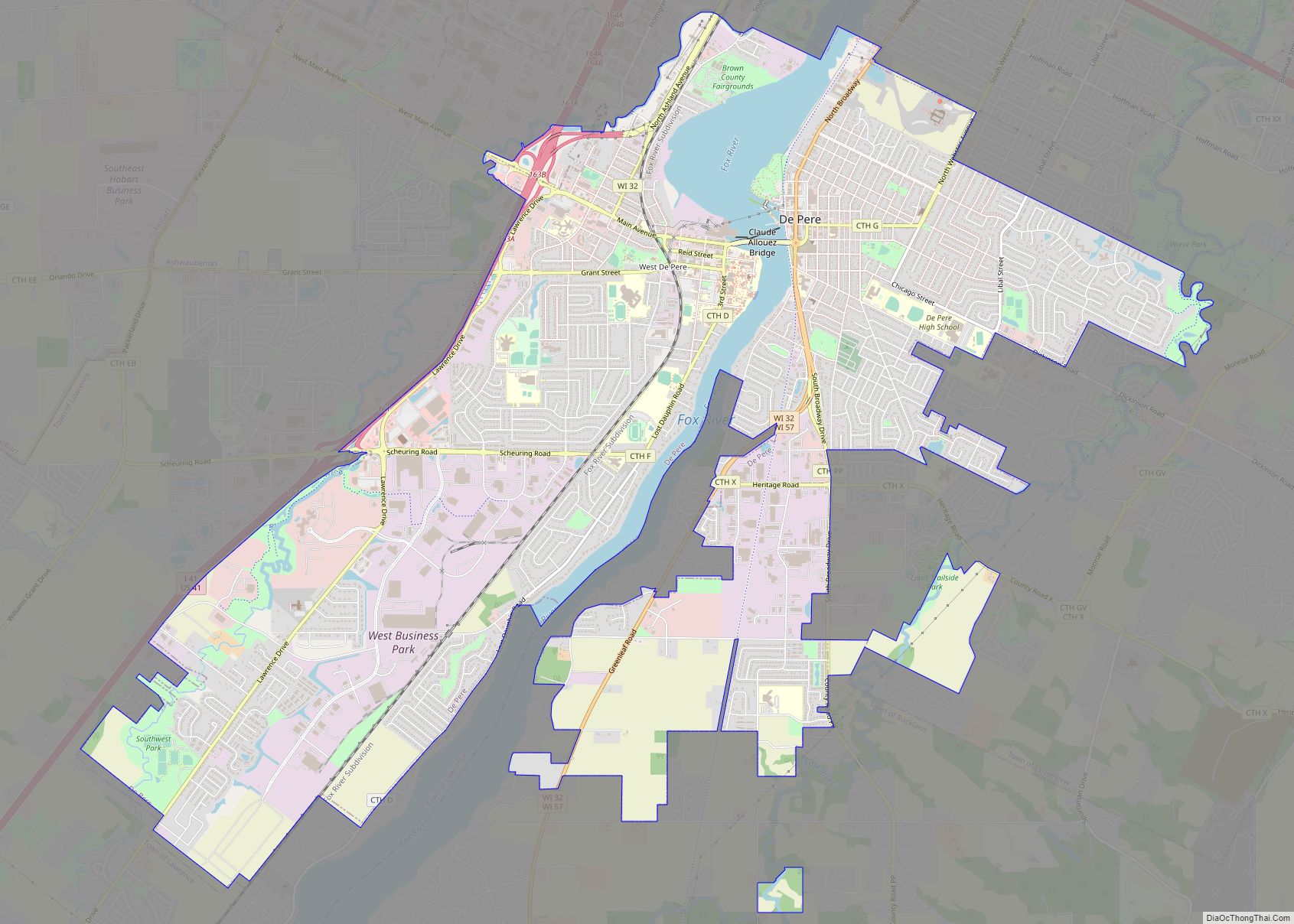 Map of De Pere city