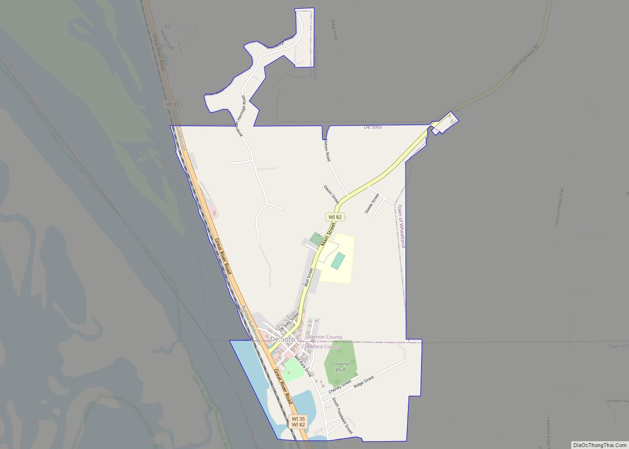 Map of De Soto village, Wisconsin