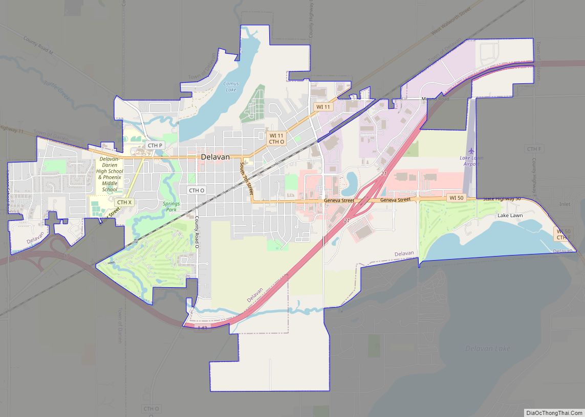 Map of Delavan city, Wisconsin