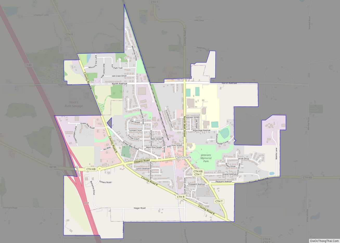 Map of Denmark village, Wisconsin