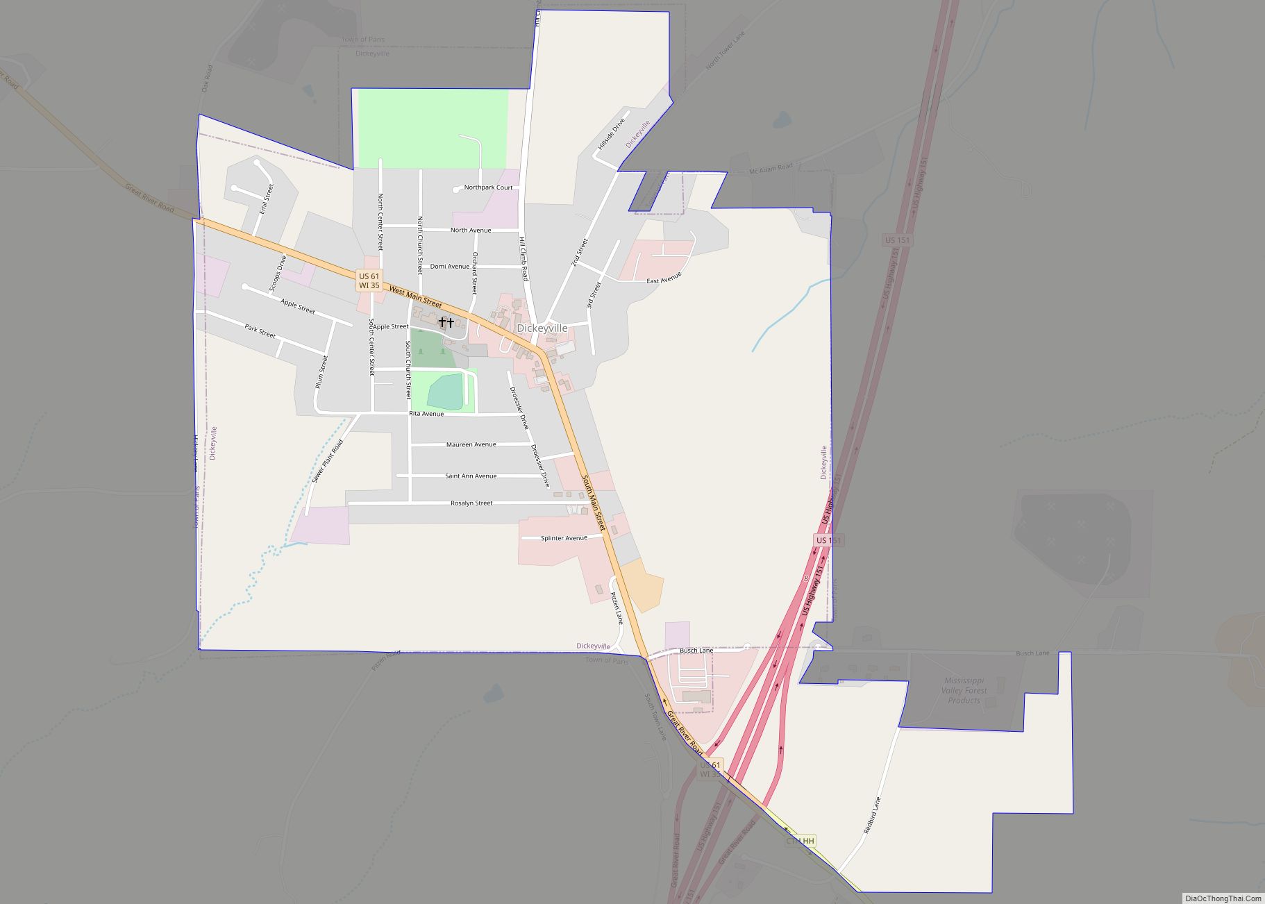 Map of Dickeyville village