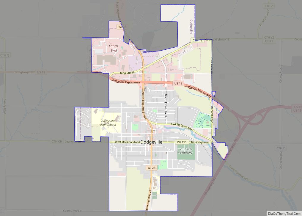 Map of Dodgeville city