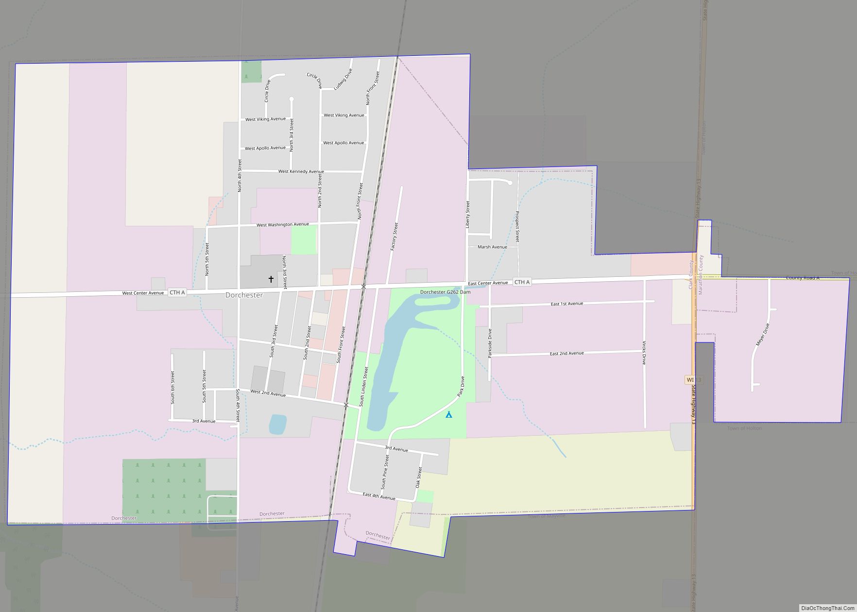 Map of Dorchester village, Wisconsin