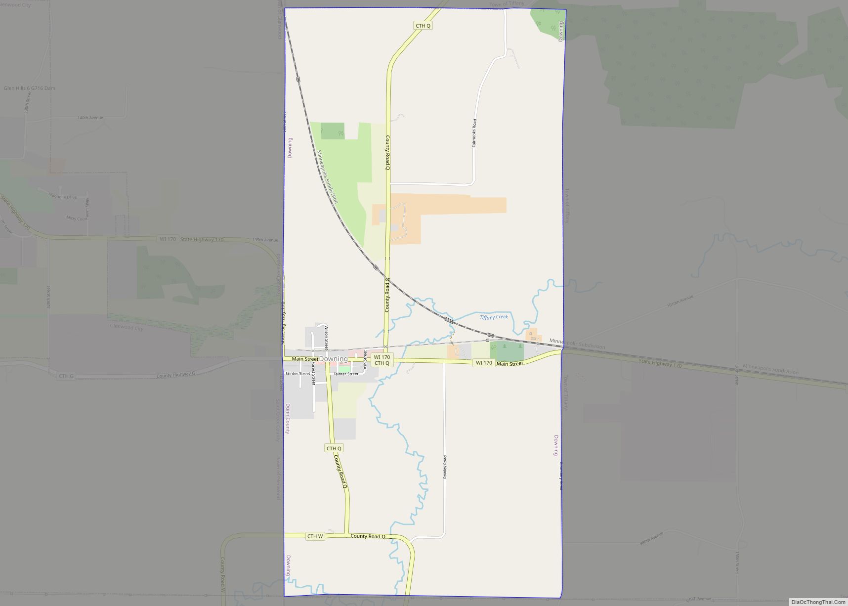 Map of Downing village, Wisconsin