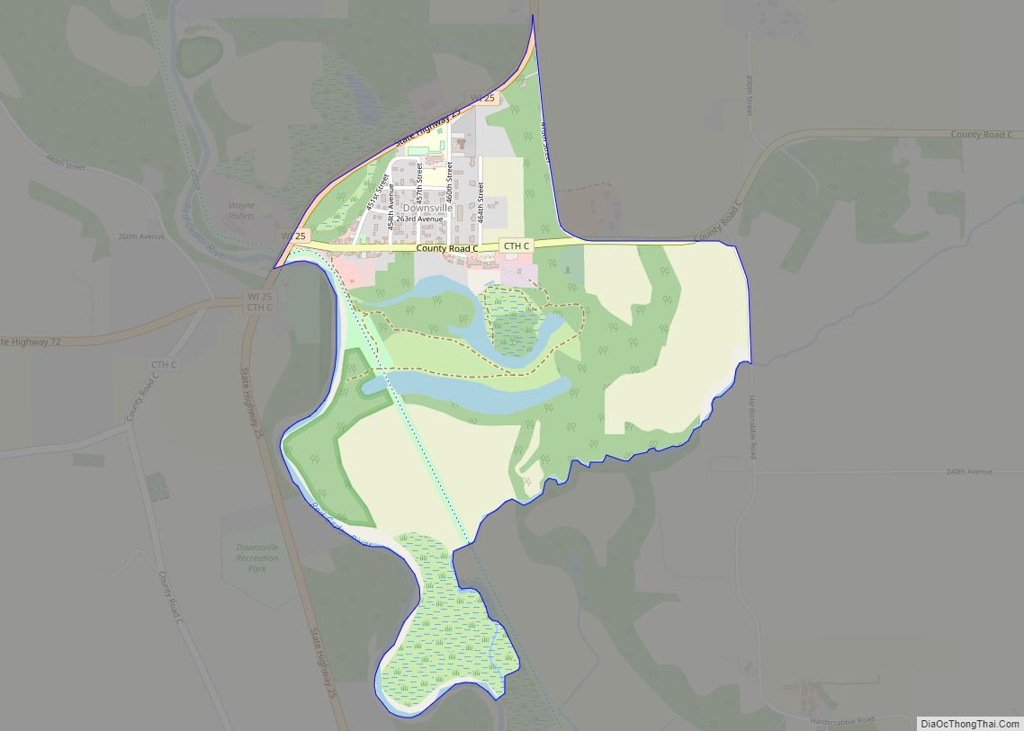 Map of Downsville CDP, Wisconsin