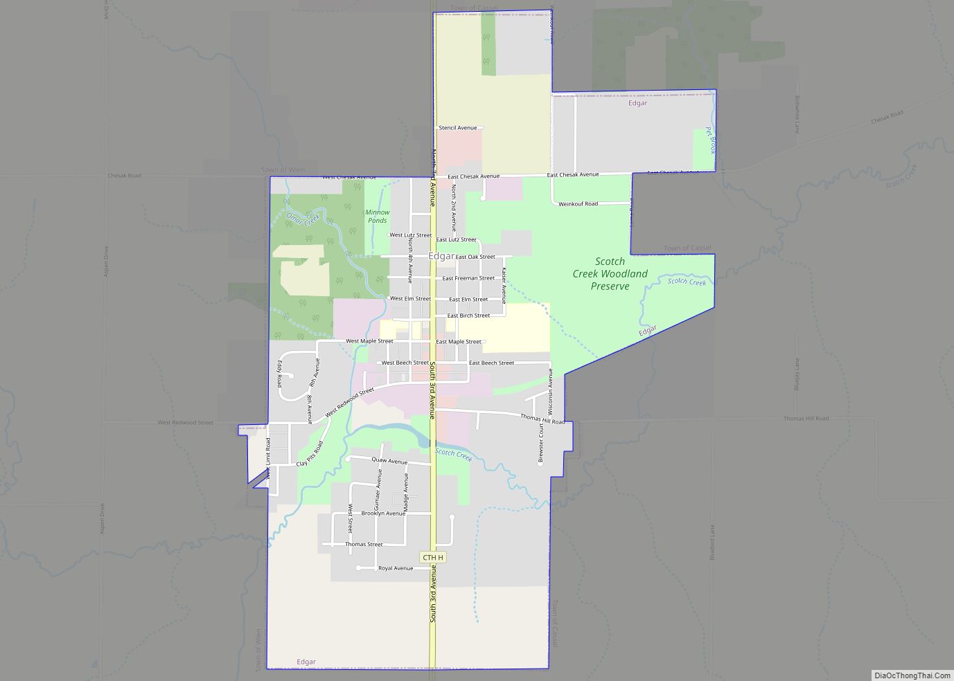Map of Edgar village, Wisconsin