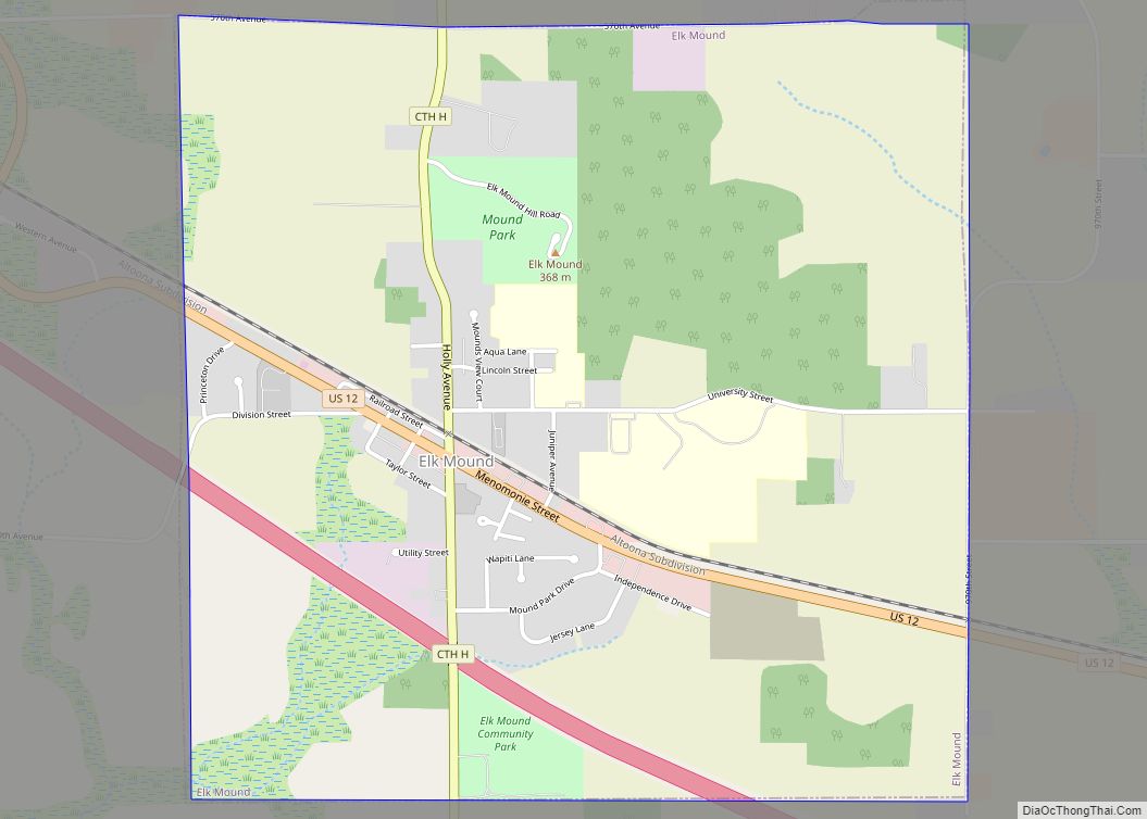 Map of Elk Mound village