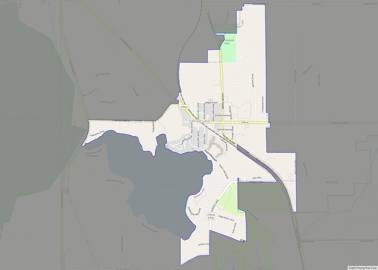 Map of Elkhart Lake village