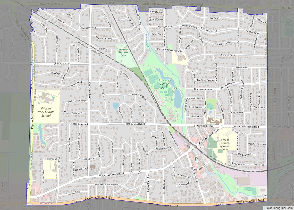 Map of Elm Grove village, Wisconsin