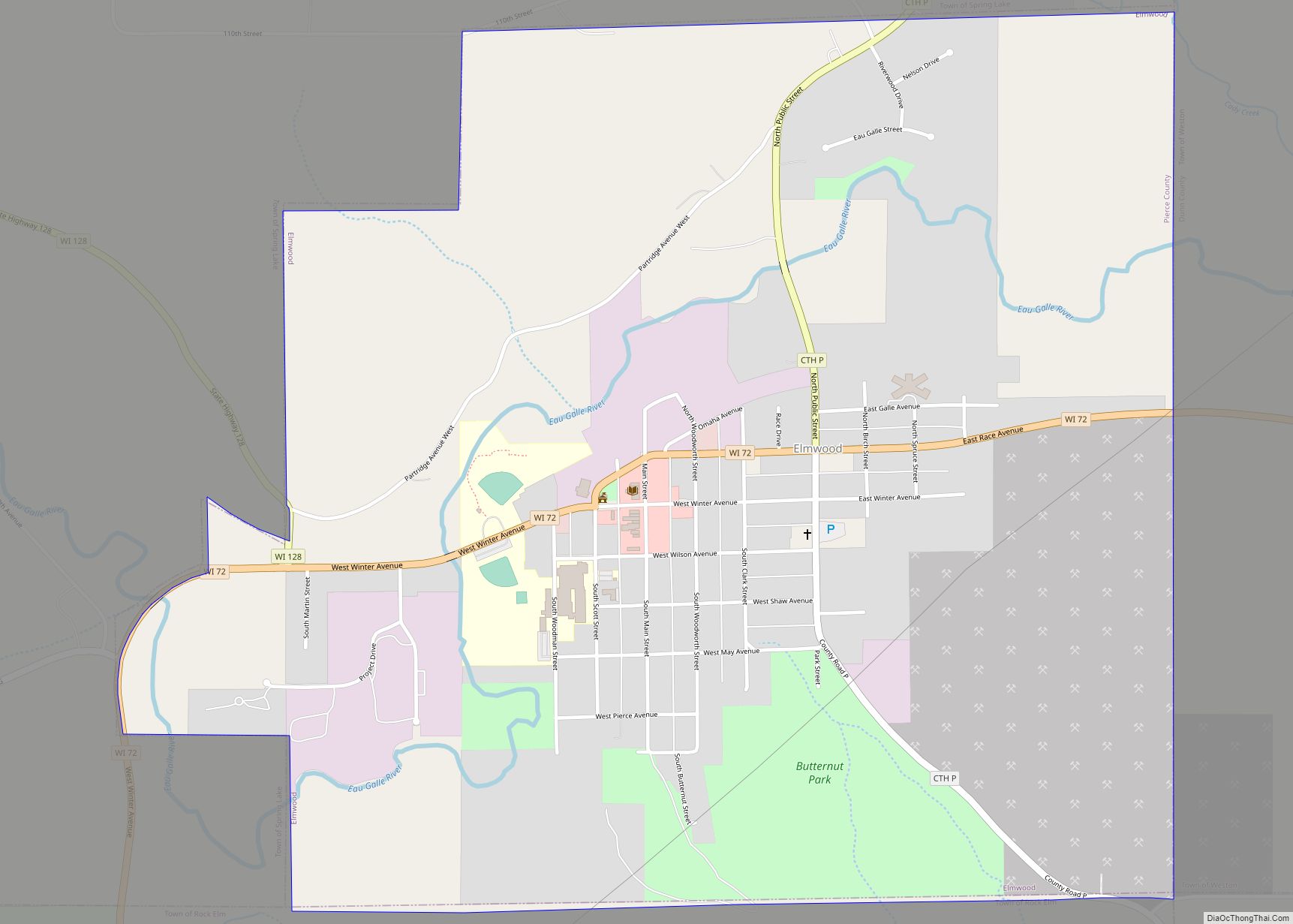 Map of Elmwood village, Wisconsin