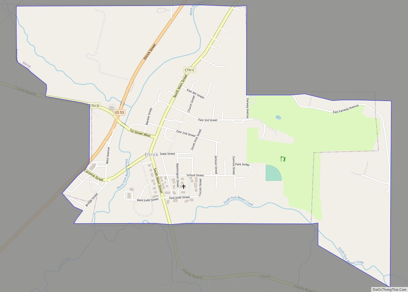 Map of Ettrick village, Wisconsin