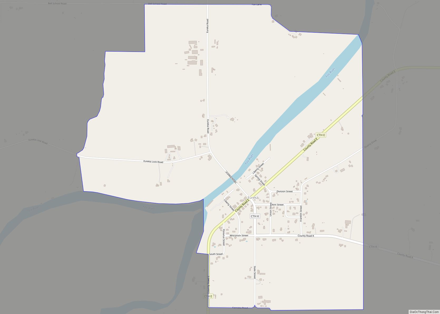 Map of Eureka CDP, Wisconsin