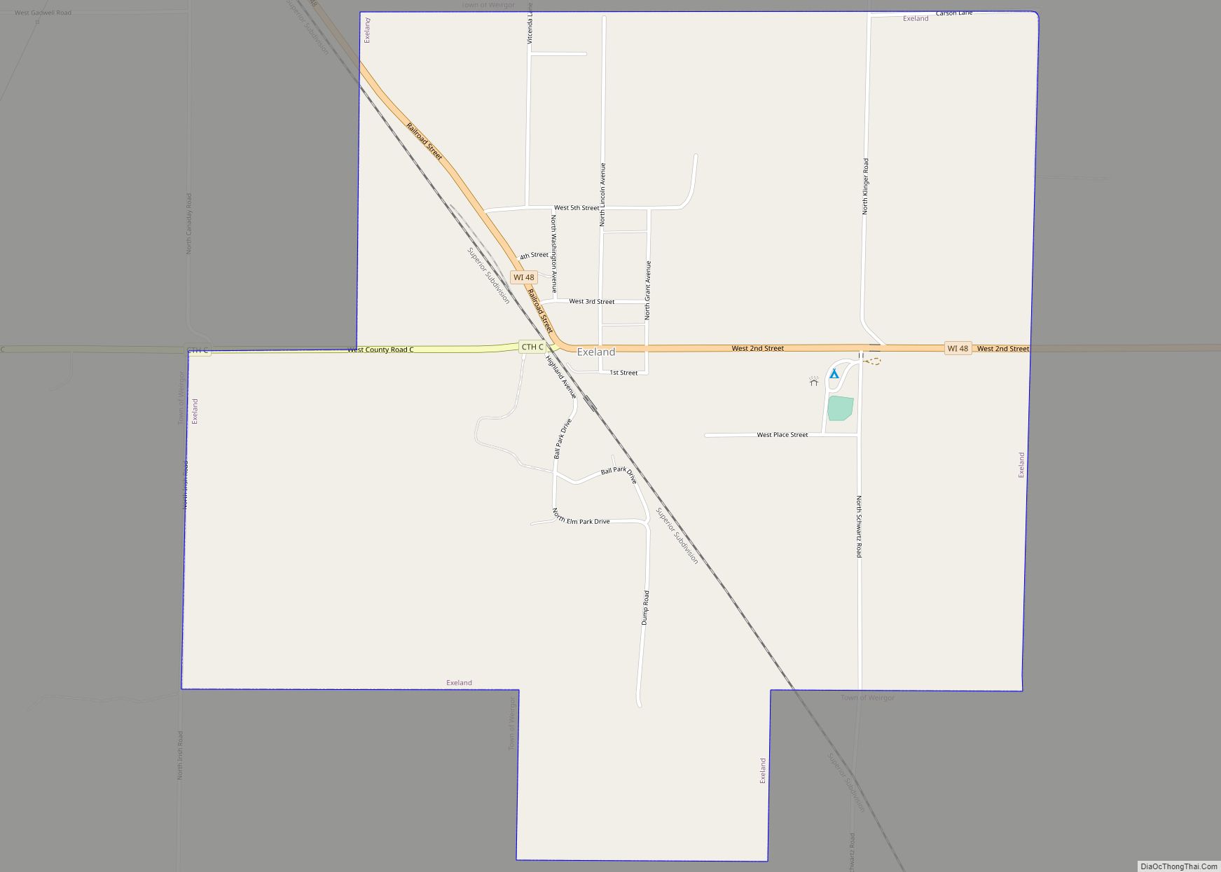 Map of Exeland village