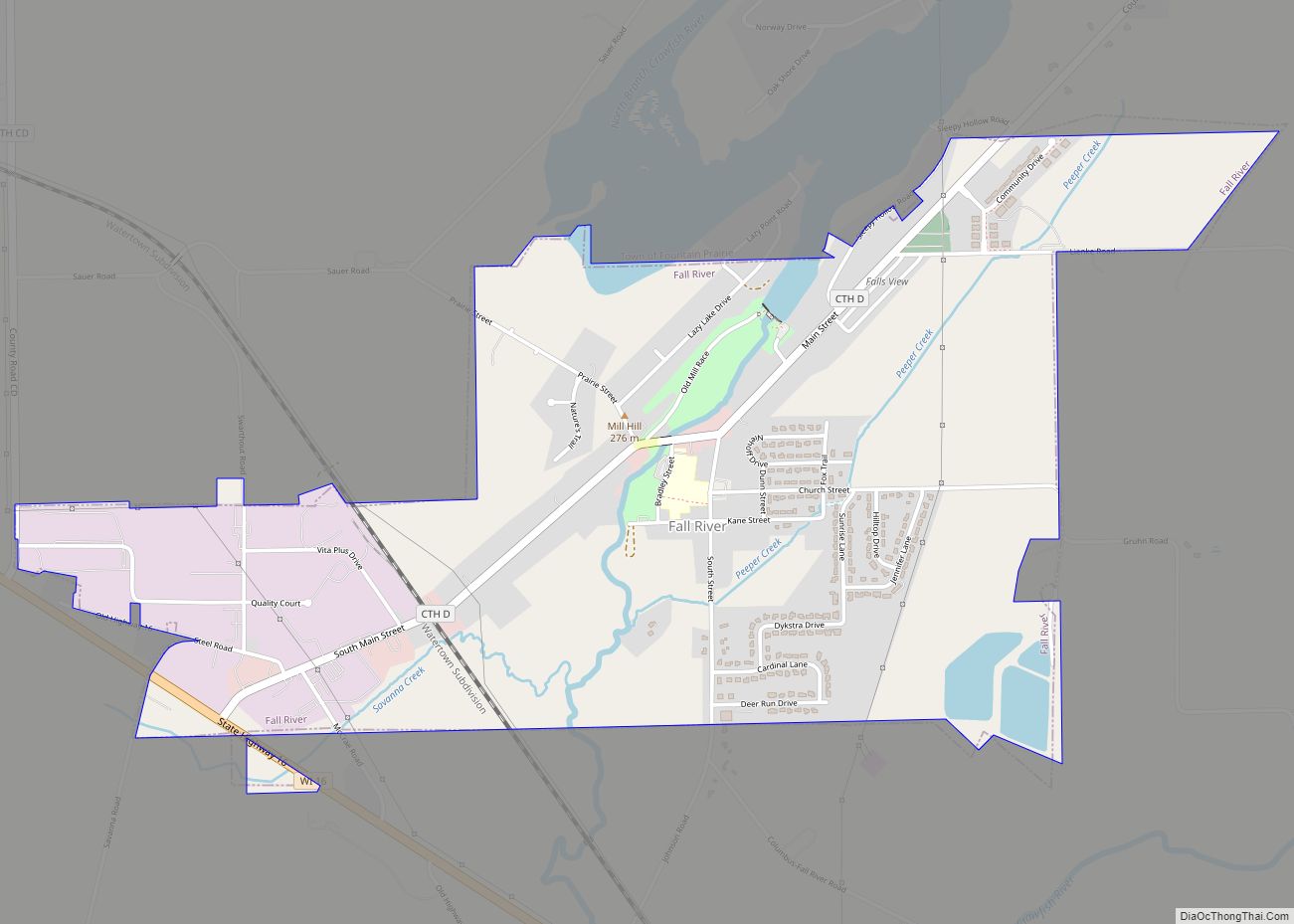 Map of Fall River village, Wisconsin