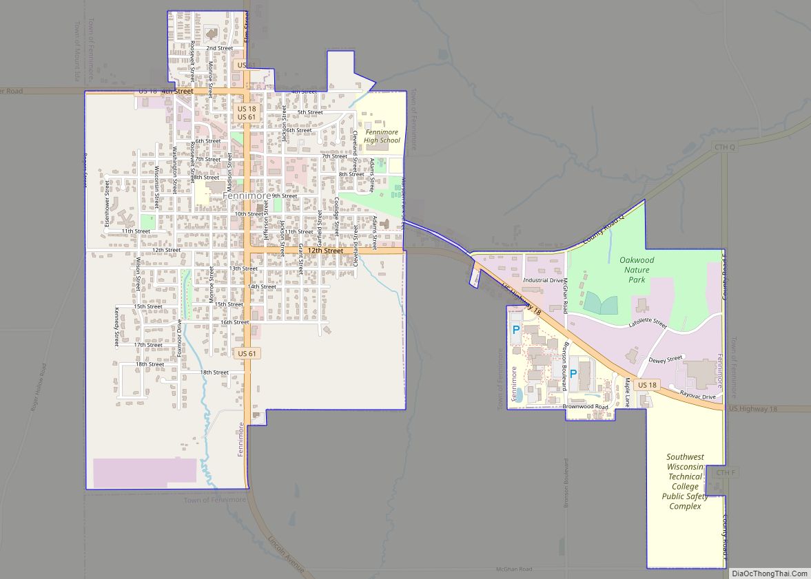 Map of Fennimore city