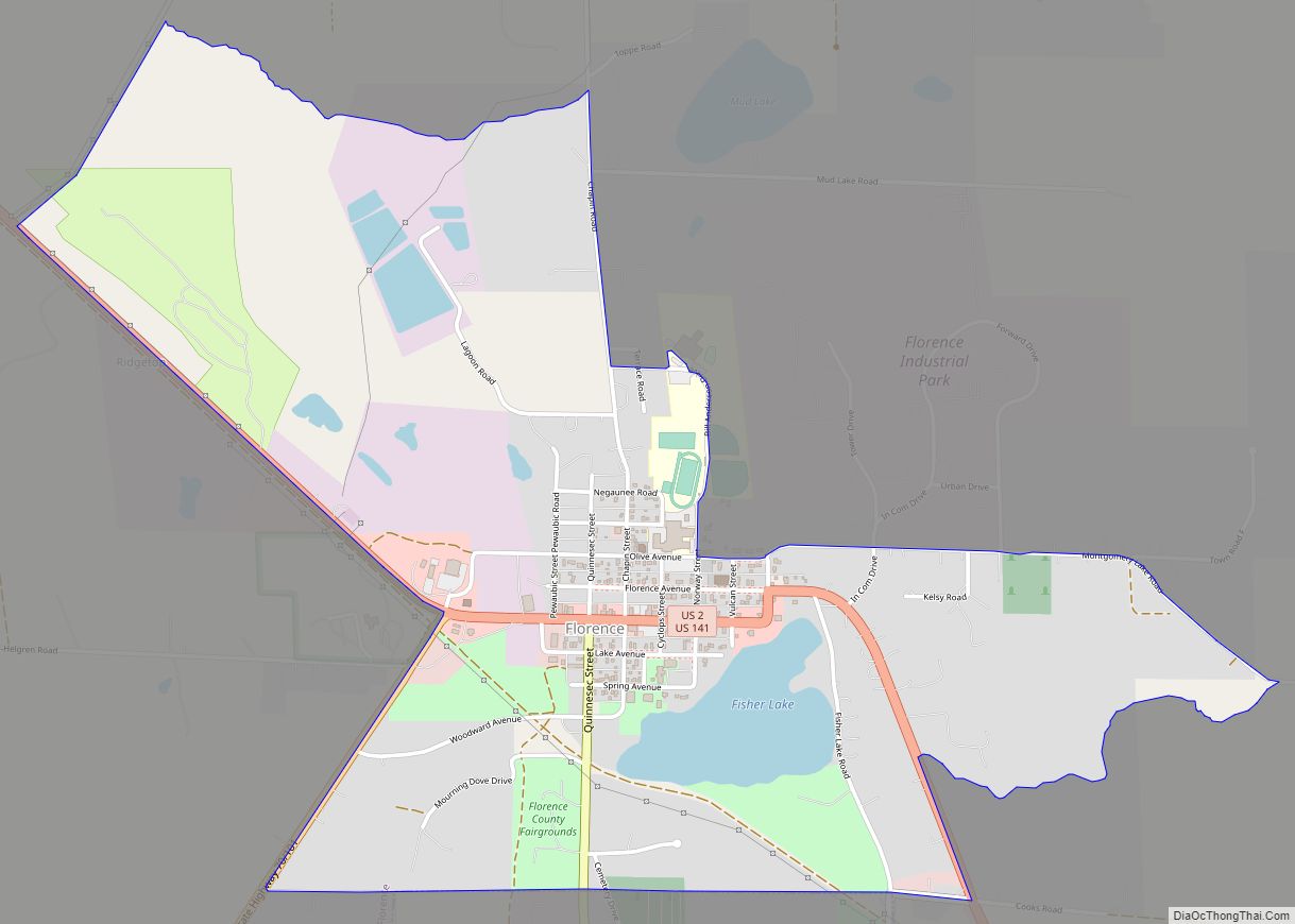 Map of Florence CDP, Wisconsin