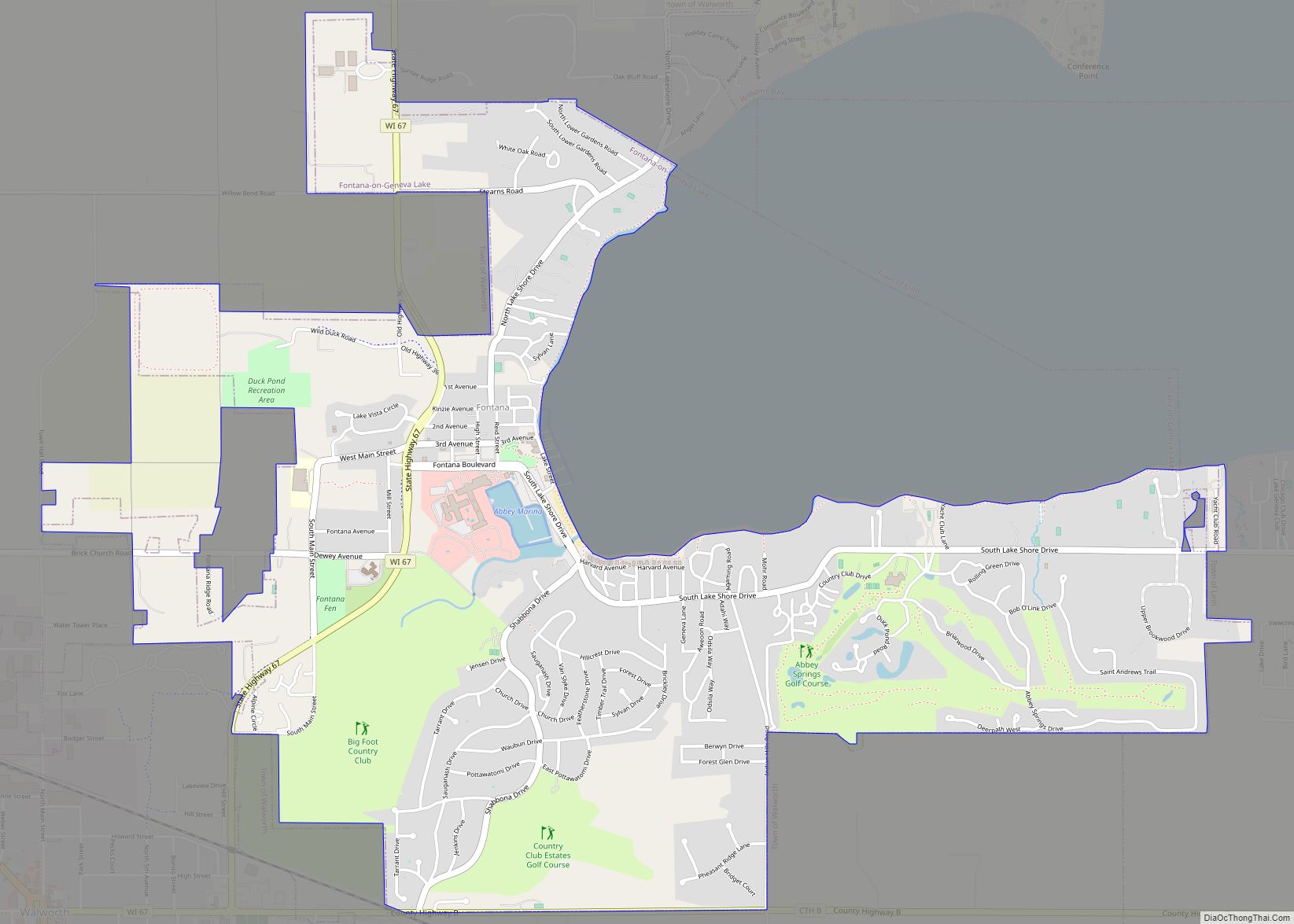 Map of Fontana-on-Geneva Lake village