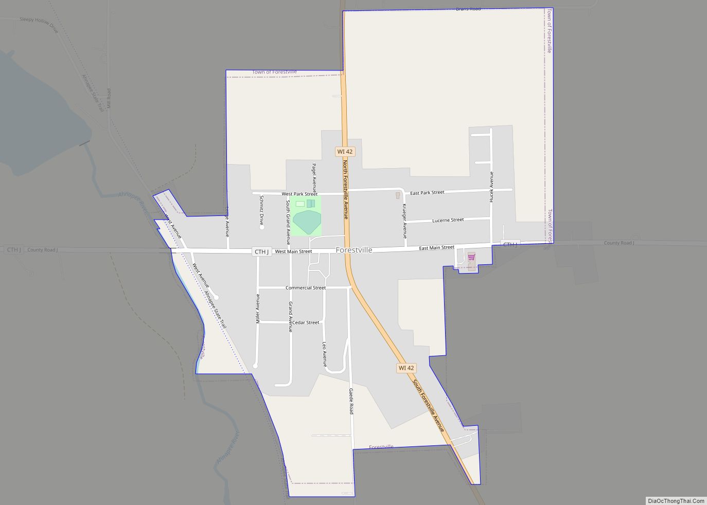 Map of Forestville village, Wisconsin