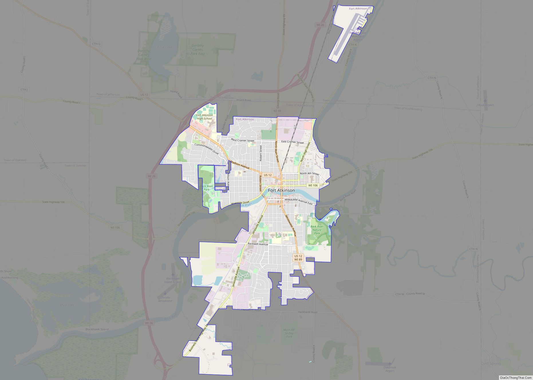 Map of Fort Atkinson city, Wisconsin