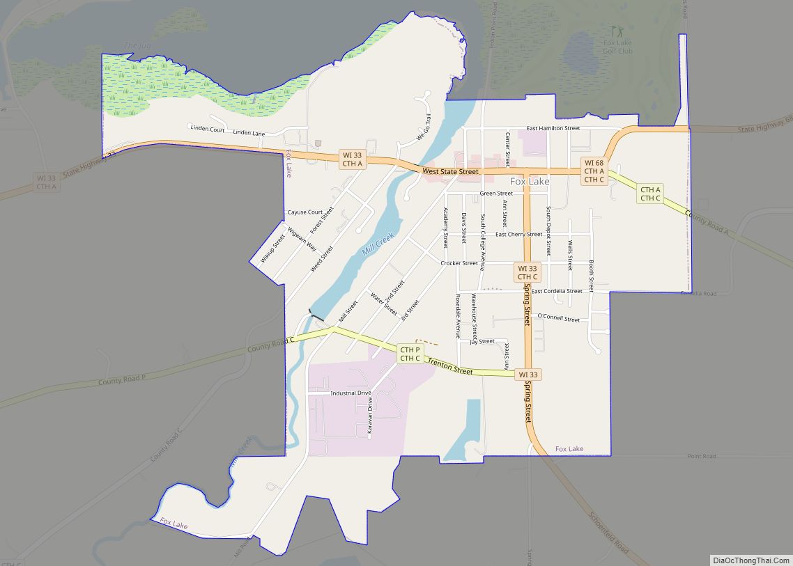 Map of Fox Lake city, Wisconsin