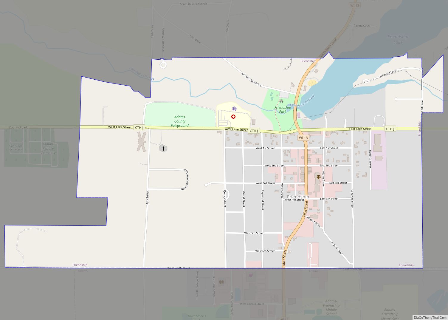 Map of Friendship village, Wisconsin